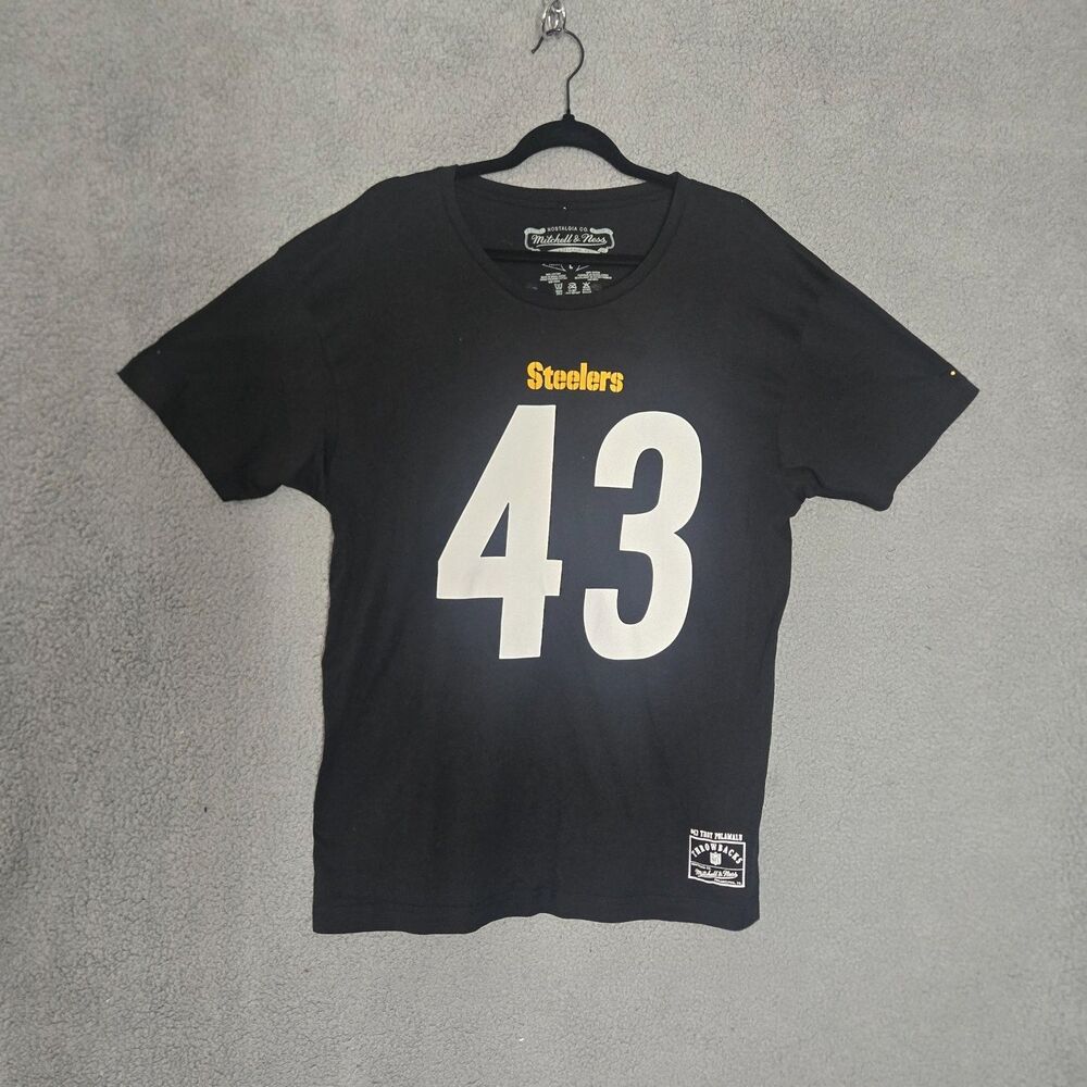 Mitchell & Ness Pittsburgh Steelers Troy Polamalu #43 T Shirt Mens L NFL Black